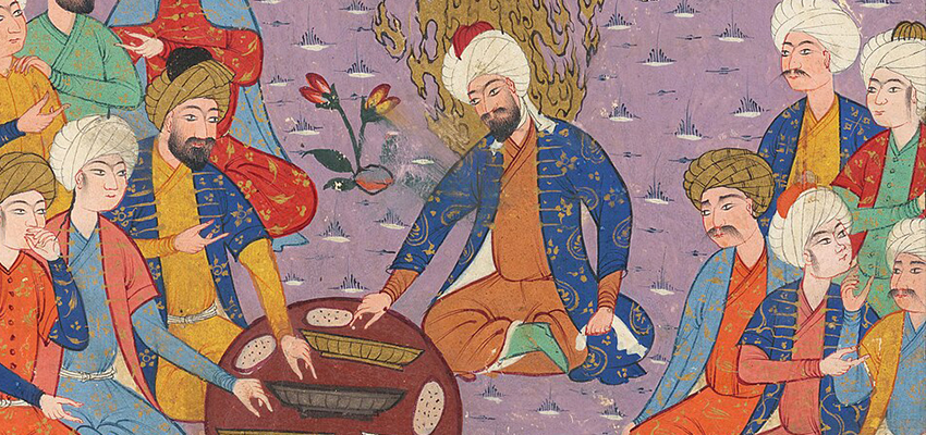 Isus hrani svoje učenike nebeskom hranom, Perzijska minijatura, 1580.