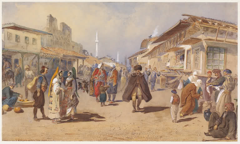 Carl Goebel, Beograd, akvarel, oko 1865, Victoria and Albert Museum, London.